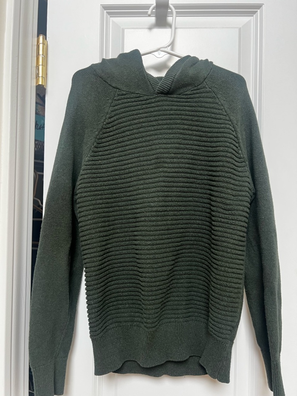 Boys Cat & Jack Dark Green Ribbed Crewneck Hoodie Sweater